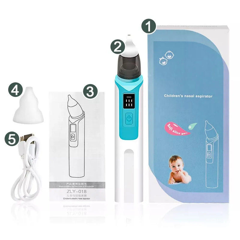 Aspirador Nasal Recarregável Para Bebês Silicone Ajustável Sucção Elétrica Crianças
