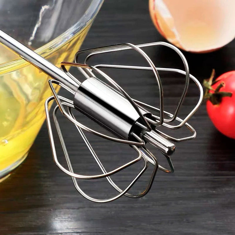 Kit 2 Batedor Fue De Claras Ovos Giratório Bolos Cremes De Aço Inox Universal 35cm