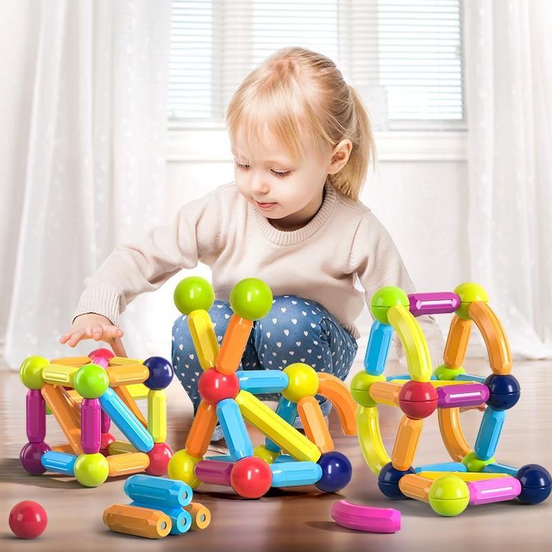 Conjunto de ímã Bolas E Varas Magnéticas Brinquedo Para Crianças 68/ 128 peças