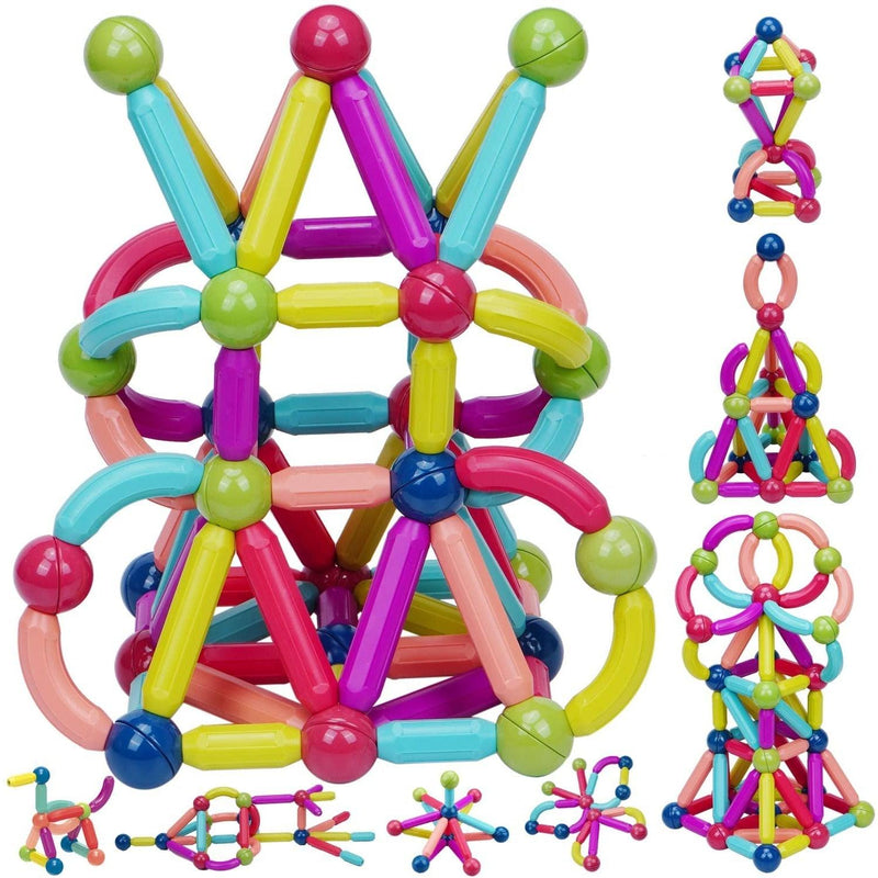 Conjunto de ímã Bolas E Varas Magnéticas Brinquedo Para Crianças 68/ 128 peças