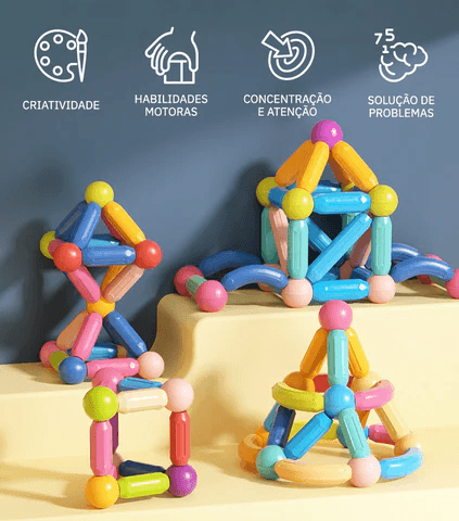 Conjunto de ímã Bolas E Varas Magnéticas Brinquedo Para Crianças 68/ 128 peças