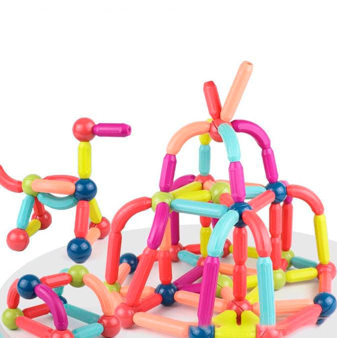 Conjunto de ímã Bolas E Varas Magnéticas Brinquedo Para Crianças 68/ 128 peças