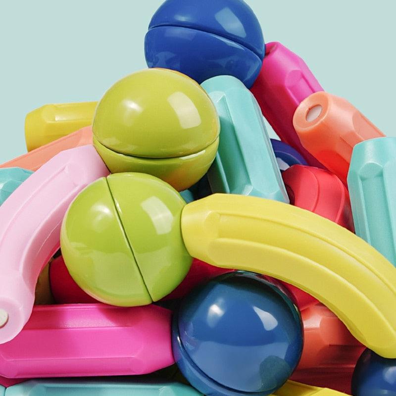 Conjunto de ímã Bolas E Varas Magnéticas Brinquedo Para Crianças 68/ 128 peças